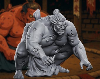 Zombie Sumo Wrestler Miniature: Undead Rikishi for TTRPG