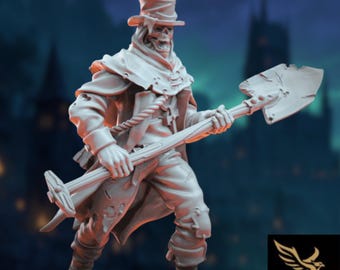 Grave Digger Zombie Mini | Undead Undertaker with Shovel | Tales Keeper 28–40mm Miniature
