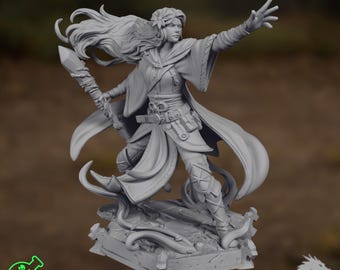Female Elven Druid | Human Wizard with Staff | TPK Labs