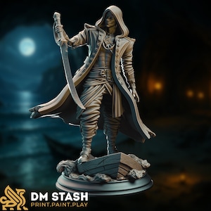 Hooded Pirate Miniature | Swashbuckler Rogue or Fighter Mini | Ocean Duelist by DM Stash