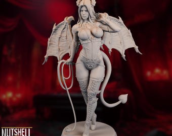 NSFW Succubus Model Kit | Horned Demon Lady with Corset & Wings | 75mm, 90mm, 120mm, 140mm by Nutshell Atelier