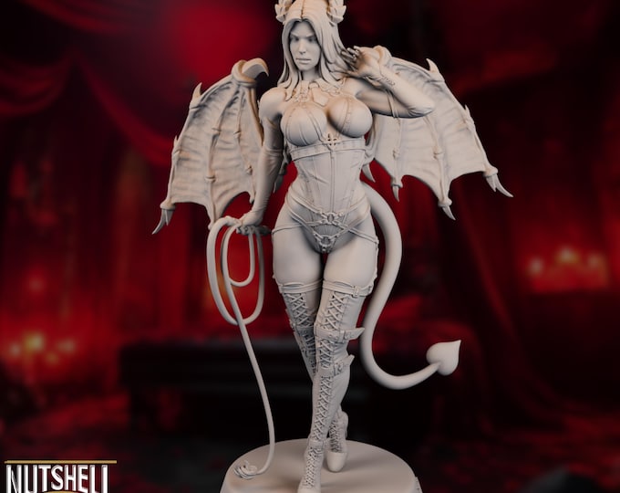 NSFW Succubus Model Kit | Horned Demon Lady with Corset & Wings | 75mm, 90mm, 120mm, 140mm by Nutshell Atelier