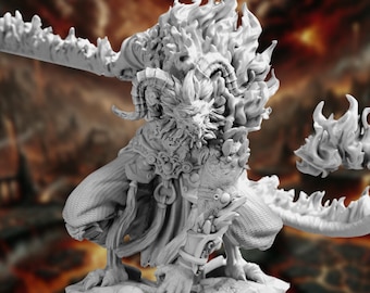 Infernal Rakshasa HUGE  Mini | Fire Demon  Miniature | DM Stash