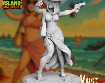 Sassy Beach Bikini Gunfighter Miniature | Zombie Apocalypse Vacation Girl Mini | By Vaultz