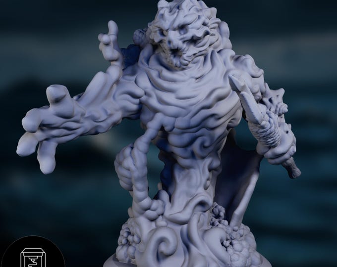 Water Elemental Mini | Large Monster Miniature | Ocean Spirit NPC or PC Ally | By Nafarrate Designs