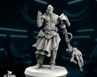 Cyborg Techno-Mutant Mini | Cybernetic Super Soldier Villain for Sci-Fi Wargames | By Claudio Casini Art