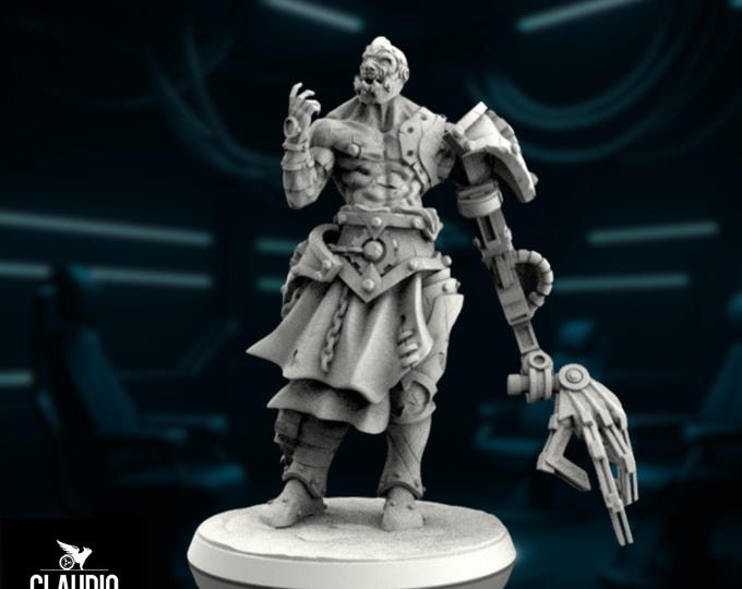 Cyborg Techno-Mutant Mini | Cybernetic Super Soldier Villain for Sci-Fi Wargames | By Claudio Casini Art