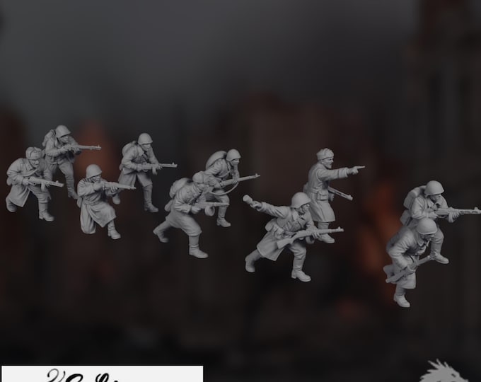 WWII Soviet Infantry Mini Set | Stalingrad Defenders | Russian Urban Combat Soldiers | By Eskice Miniatures