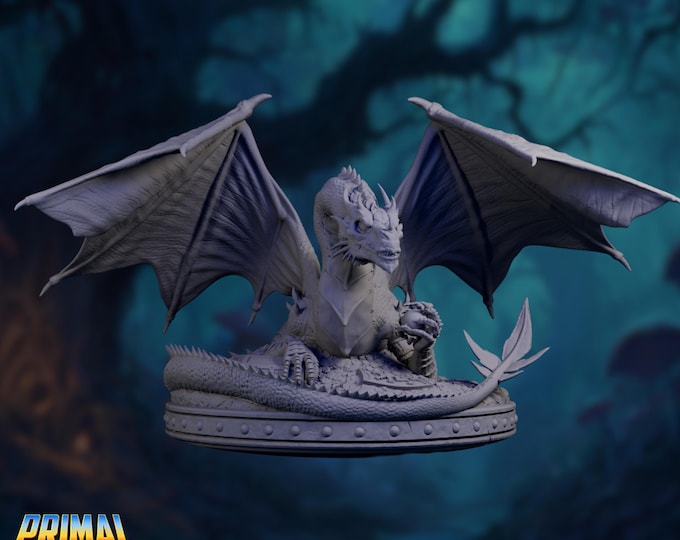 Huge Dragon Miniature | Gargantuan Winged Beast | Fantasy Boss Monster | By Primal Collectibles