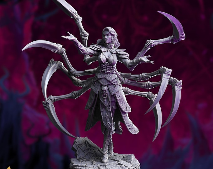 Drow Spider Queen Mini | Dark Elf Monster Miniature | 8-Armed Blade Horror NPC | By DM Stash