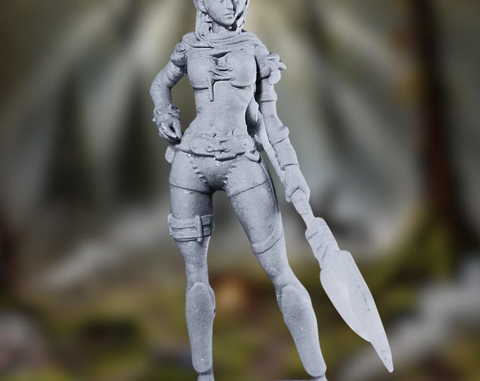 Female Elf Fighter Miniature | Elven Hunter Ranger Fantasy TTRPG Figure | By Dungeons and Maidens