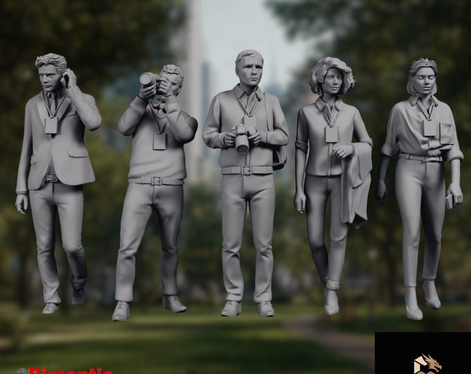 Modern Men and Women Mini | Walking Figure Set | City Scene Diorama Miniatures | by 3Dimontis