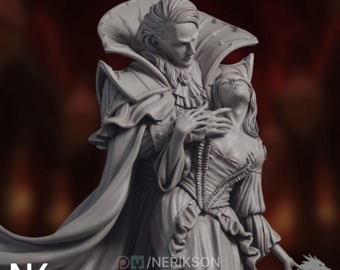 Gothic Vampire Display Paintable Model Kit | Dark Romance Art Sculpture | Large Display Piece | Nerikson