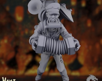 Music Man Zombie Mini | One-Man Marching Band Undead Miniature | Zombie Circus Performer | By VaultZ