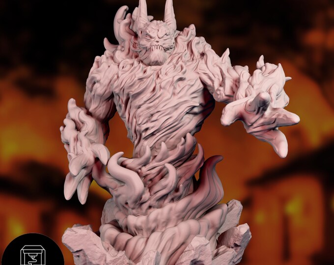 Fire Elemental Mini | Large Fiery Demon Miniature | Infernal Boss Creature | By Nafarrate Designs