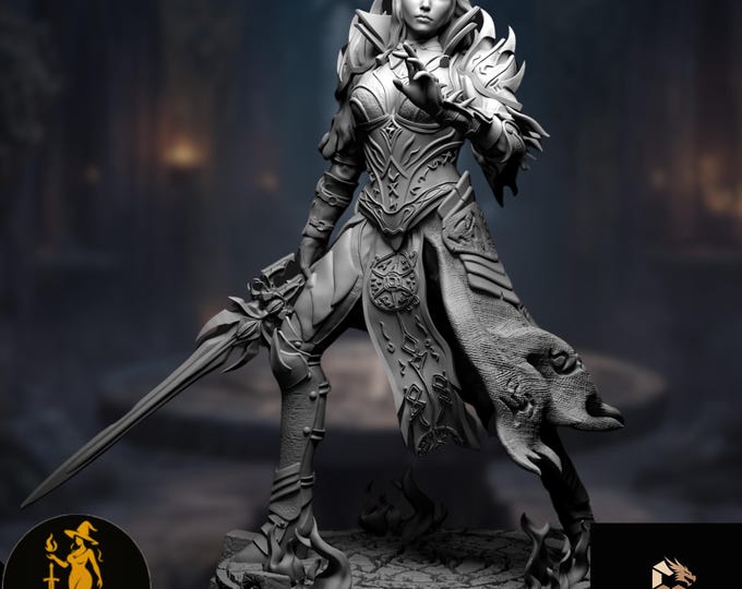 Human Female Warlock Mini | Fiend Pact Warlock Miniature | Severina Level Four | DartArt3D