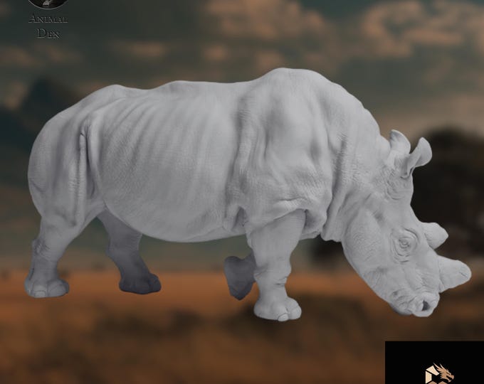 Rhino Mini | Northern White Rhino Paintable Miniature | By Animal Den