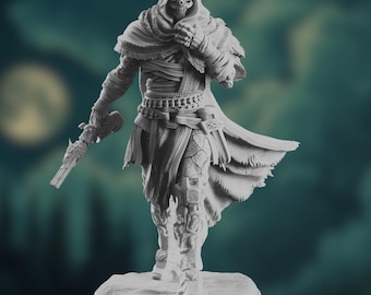 Warforged Gunslinger Miniature: Resin Steampunk RPG Figure (32mm/75mm)