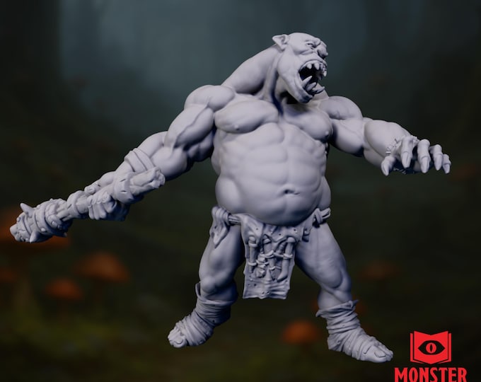 70mm Ogre Miniature | Club-Wielding Resin Boss Monster