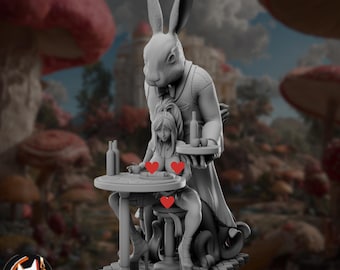 NSFW Wonderland Diorama | Alice-Inspired Surreal Tea Party | Unpainted 1:12 Adult Resin Model Kit | By Chagarin