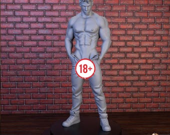 NSFW Bodybuilder Miniature |  Confident Muscular Male Athlete Mini | 32mm–200mm Resin Display Model