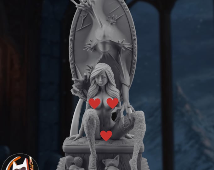 Sexy Girl with Haunted Mirror NSFW Model Kit | Ghostly Hands with Seductive Woman Statue | Gothic Display Figure | By Chagarin