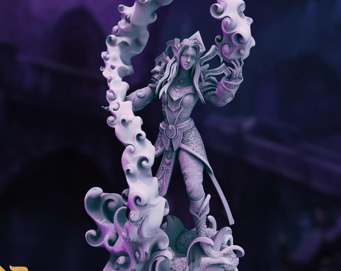High Elf Sorceress Miniature: Elemental Magic Wizard - DM Stash