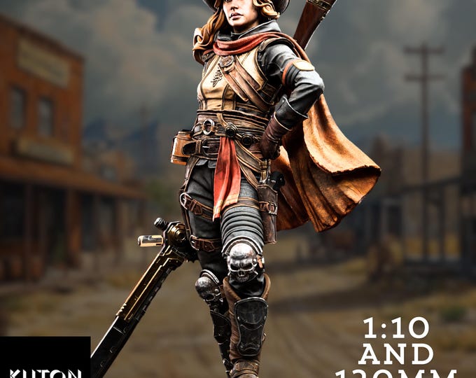 Legendary Female Gunslinger Model | High-Detail Wild West Outlaw Figure | By Kuton Sculpts