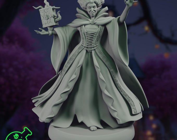 Cloaked Witch Mini | Female Sorceress or Warlock Villain Miniature | Spellcaster with Book | By TPK Labs