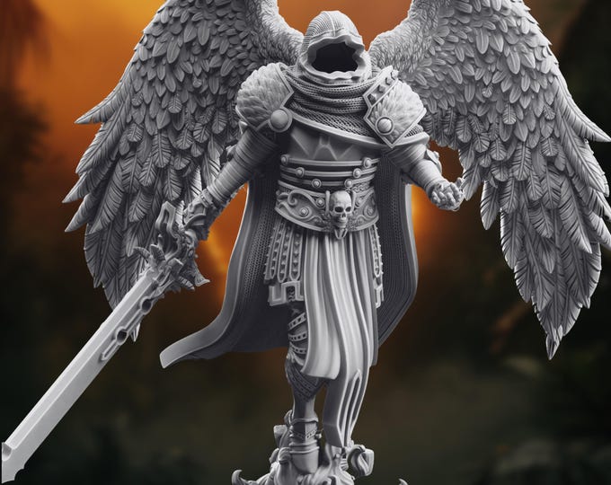 Fallen Arch-Angel Mini | Faceless Knight | Warlock Patron | Celestial NPC Miniature | DM Stash