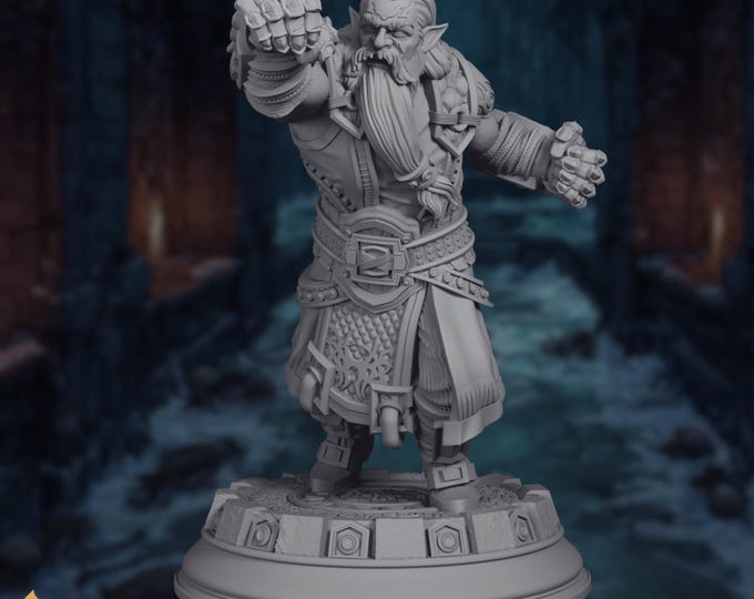 Duergar Warrior Mini | Dark Dwarf Fighter Miniature | Bearded Champion with Gauntlets | By DM Stash