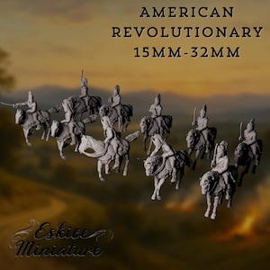 American Revolutionary Cavalry Miniatures | Mounted Soldiers Set | 15mm–32mm Scale Historical Models | By Eskice Miniatures