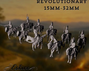 American Revolutionary Cavalry Miniatures | Mounted Soldiers Set | 15mm–32mm Scale Historical Models | By Eskice Miniatures