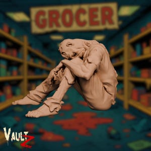 Sitting Zombie Miniature: VaultZ Horror RPG Model, Unpainted Resin