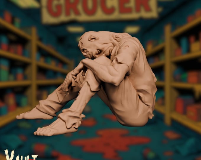 Sitting Zombie Miniature: VaultZ Horror RPG Model, Unpainted Resin