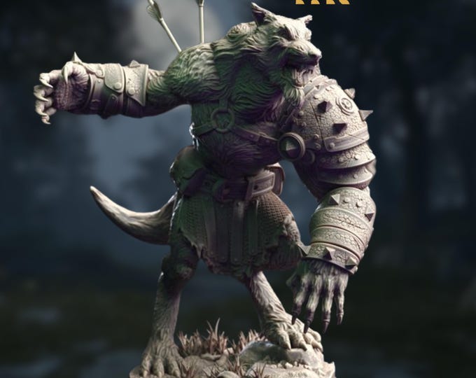 Cursed Werewolf Leader Mini | Ferocious Alpha Lycanthrope Miniature for RPG Battles | By DM Stash