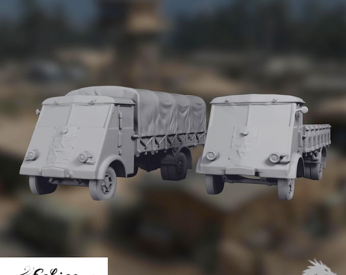 Renault AHR Truck Mini | WWII Transport Vehicle Miniature | Military Cargo Truck | Eskice Miniatures Set