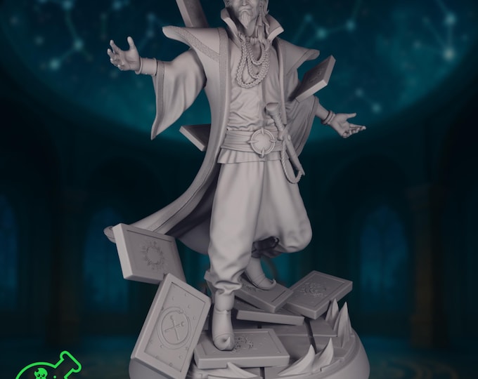 Human Wizard Mini | Abjuration Mage Miniature | 32–75mm Illusion Wizard | Arcane Trickster Villain | By TPK Labs