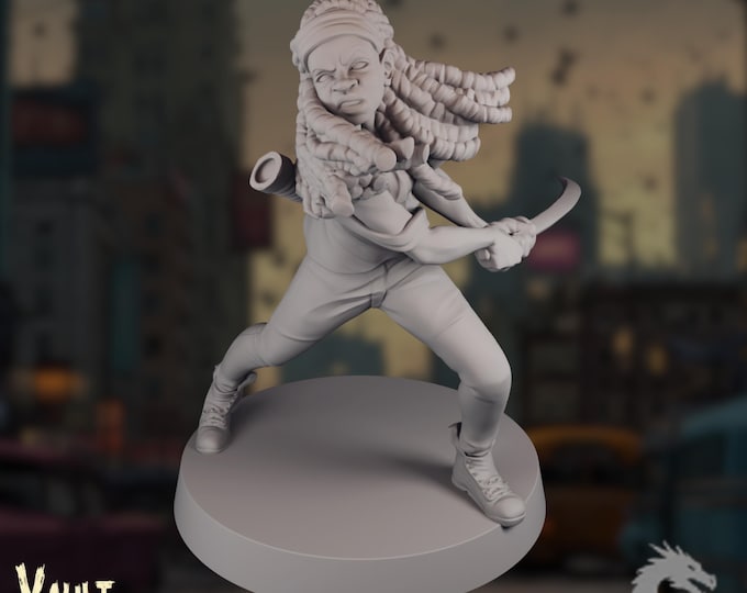 Samurai Woman Mini | Apocalypse Survivor Miniature | Dual Katana Fighter | By VaultZ