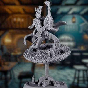 Half-Elf Lore Bard Mini | Human Glamour Bard | Tabletop Performer, Entertainter Miniature | By TPK Labs