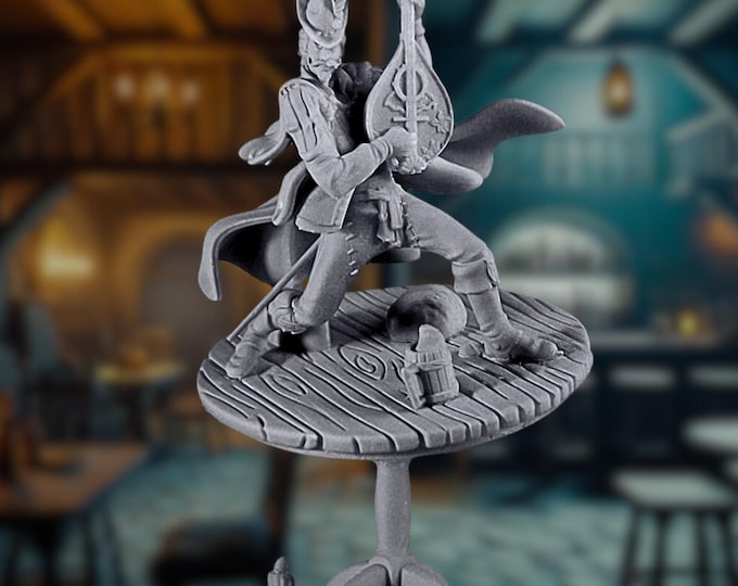 Half-Elf Lore Bard Mini | Human Glamour Bard | Tabletop Performer, Entertainter Miniature | By TPK Labs