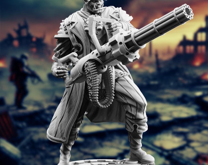 Half-Orc Battle Smith Artificer Mini | Half-Orc Gunner Heavy Artillery Miniature | Paintable Miniature | Resin Mini | by DM Stash