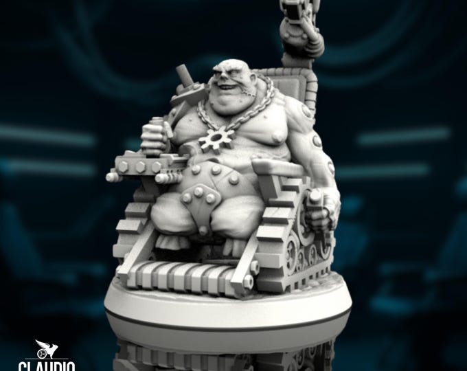 Throne Slob Mini | Sci-Fi Crime Boss in Tracked Chair Miniature | By Claudio Casini Arts