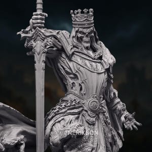 Cursed Skeletal King Miniature | Undead Warlord Boss Monster Mini | By Nerikson