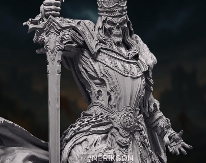 Cursed Skeletal King Miniature | Undead Warlord Boss Monster Mini | By Nerikson