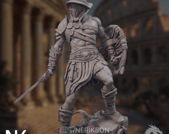 Roman Gladiator Warrior Kit | Armored Arena Fighter Resin Statue |75–140mm Model | By Nerikson