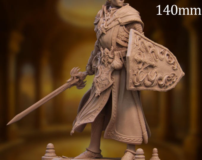 Young Paladin Model Kit | Elegant Fantasy Knight with Sculpted Cape | 75mm & 140mm Collector Resin Display | By Nerikson