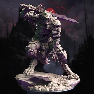 Werewolf Knight Miniature | Fierce Lycanthrope Fighter Mini by DM Stash