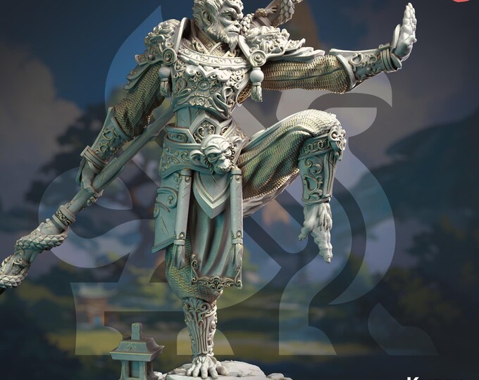 Eastern-Inspired Monkey King Miniature: Ideal for Monk, Rogue, or Sorcerer Characters in RPG Games | By DM Stash