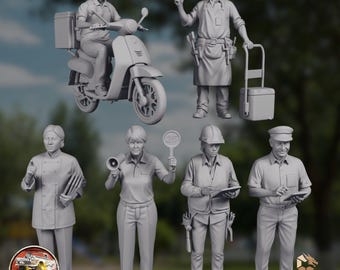Working People Set 2 | Modern Civilian NPC Collection | 32mm–75mm Resin Diorama & RPG Minis | By Double G Diecast
